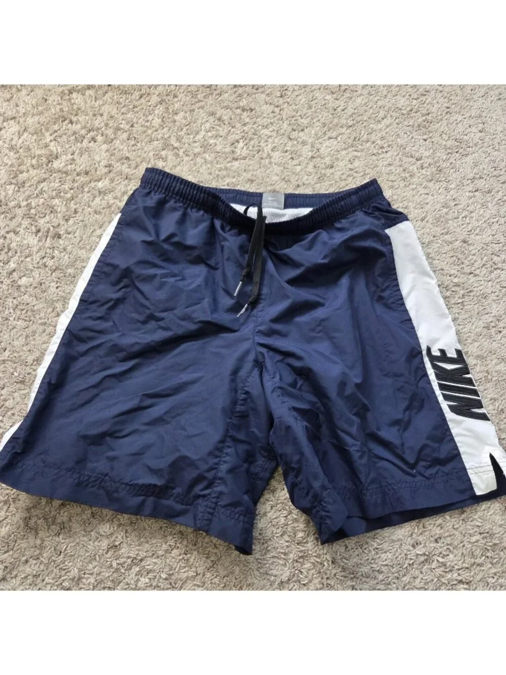 Vintage Nike Swim Trunks Mens Medium Blue Mesh Lined Pockets Spellout